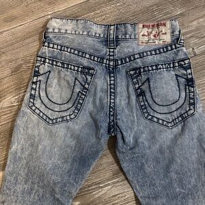 Vintage True Religion Men's Light Blue Straight Jeans Size 29 90s